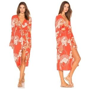 Free People Mixed Print Twist Dress Red Size Small